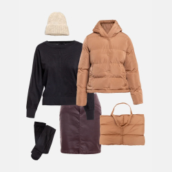 WOSKOWANA spódnica MINI z kieszeniami BRĄZOWA MORAJ